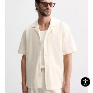 Cream Short Sleeve Button-Up Shirt